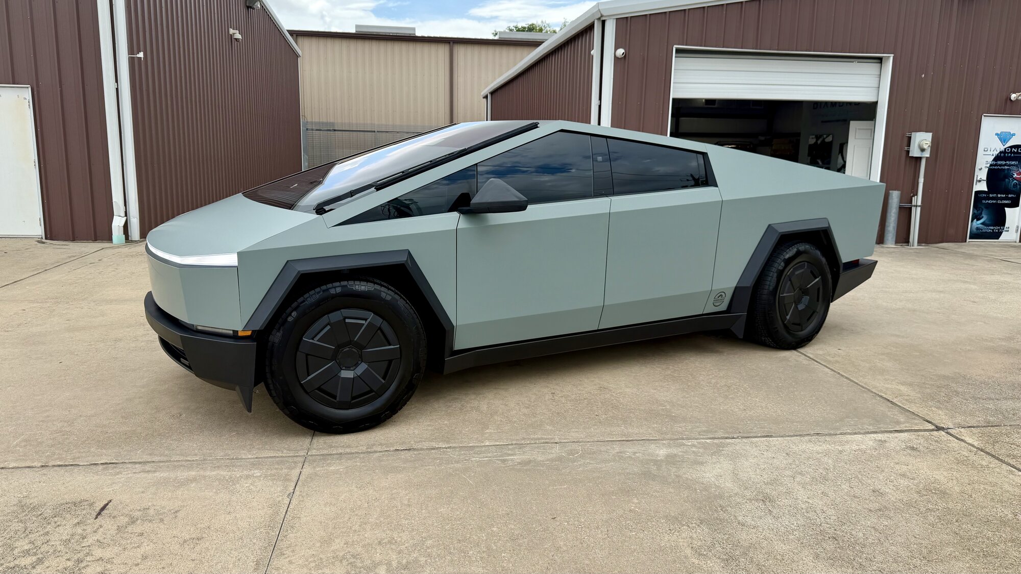 Tesla Cybertruck in Satin Lunar Rock vinyl wrap