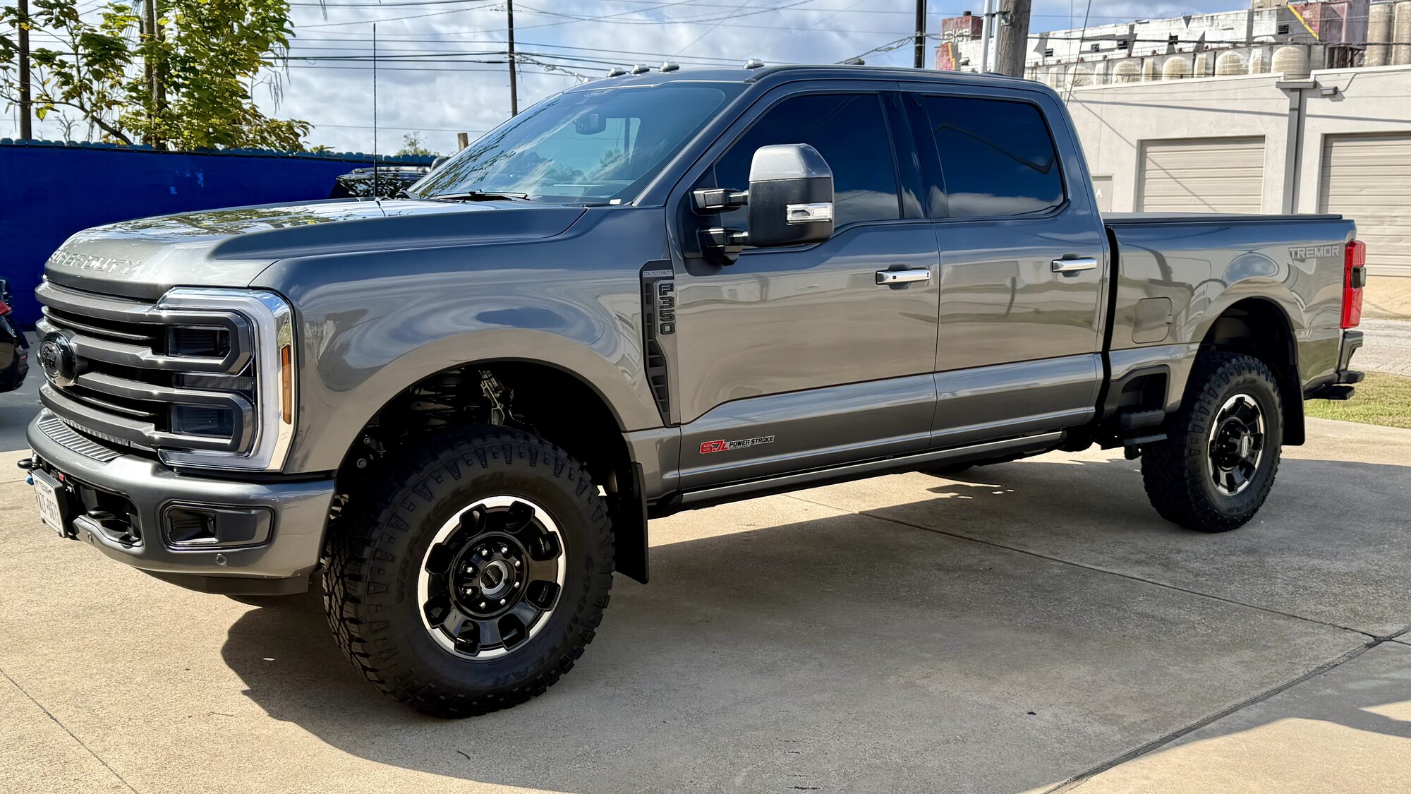Grey Ford Super Duty Tremor pickup with paint protection film