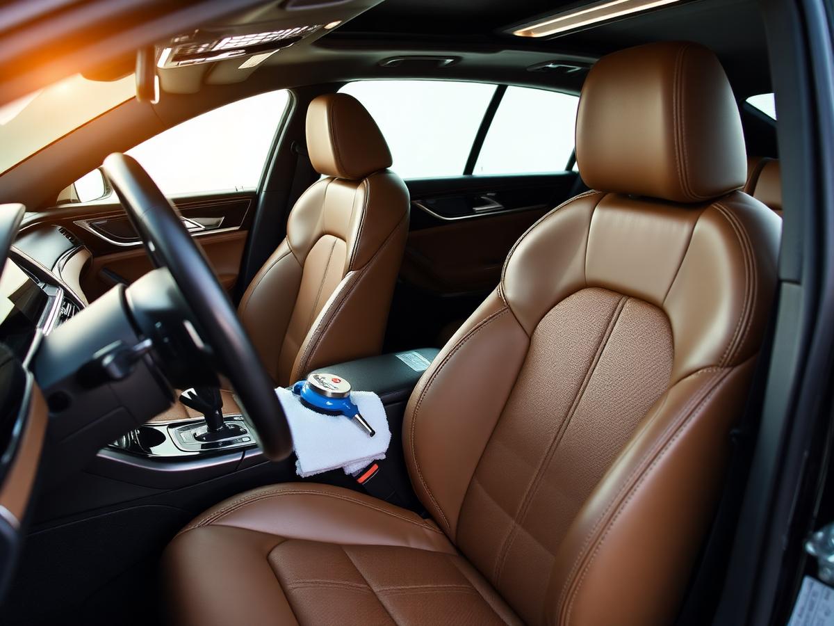 Premium car interior being detailed